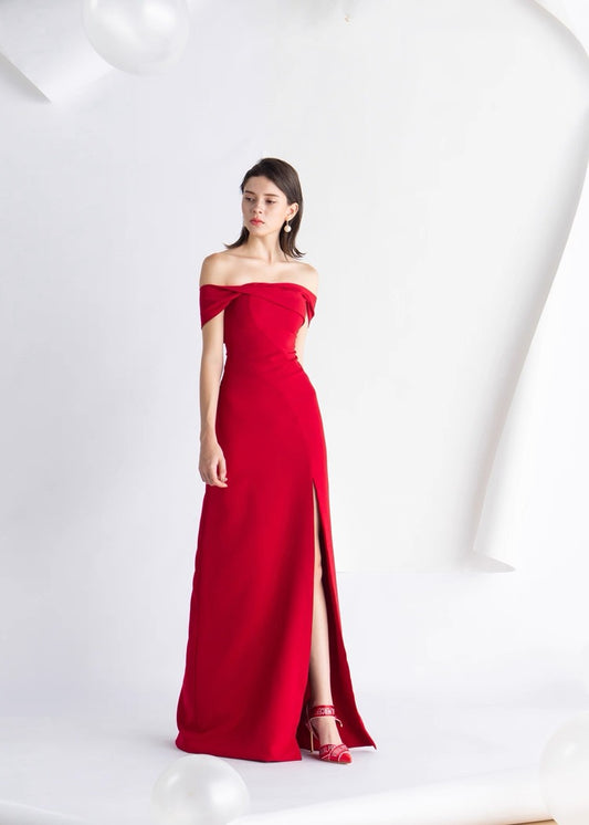 Sexy Off-Shoulder Slit Maxi Dress