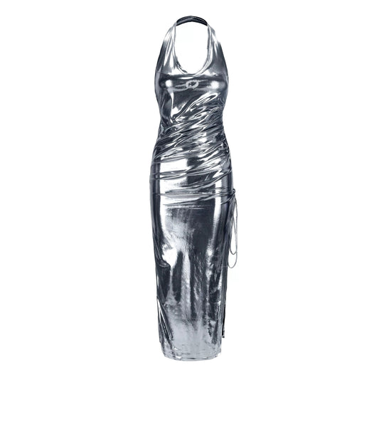 Metallic Silver Slip Dress
