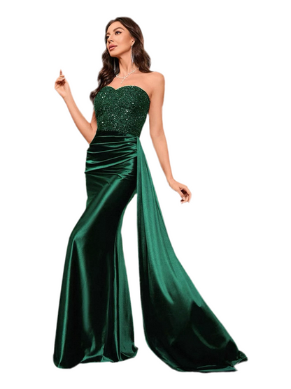 Enchantment Sequin Satin Maxi Dress