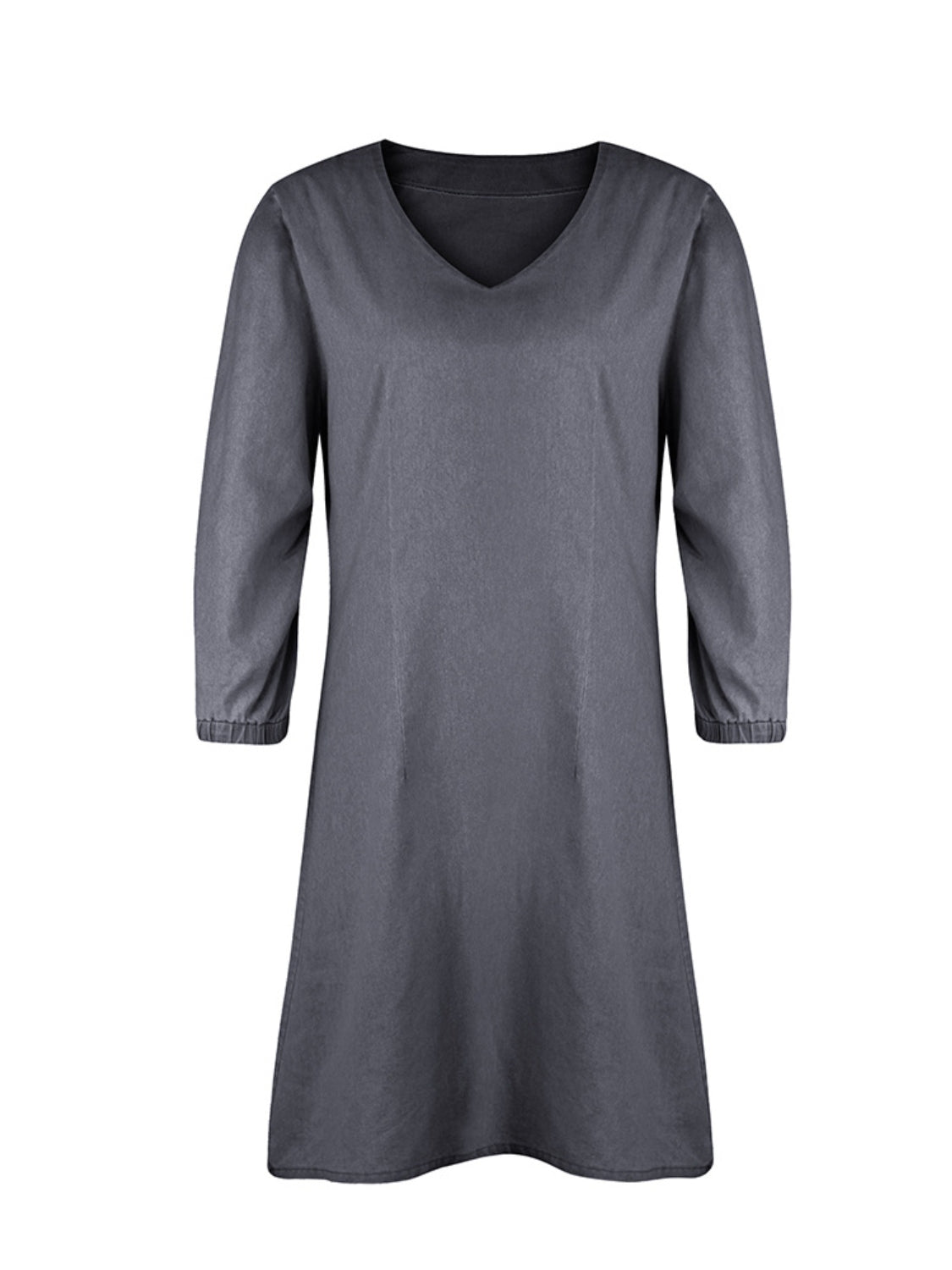 Full Size V-Neck Half Sleeve Dress - blue yonderz