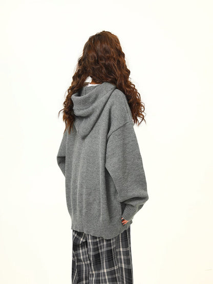Cozy Oversized Knit Hoodie Pullover