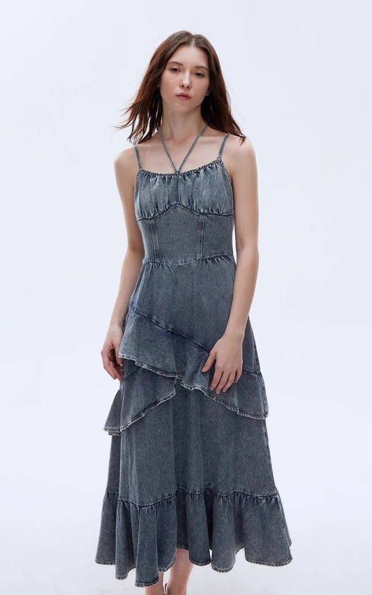 Stylish Summer Denim Maxi Dress