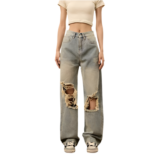 Nostalgia-Ripped High-Waist  Jeans