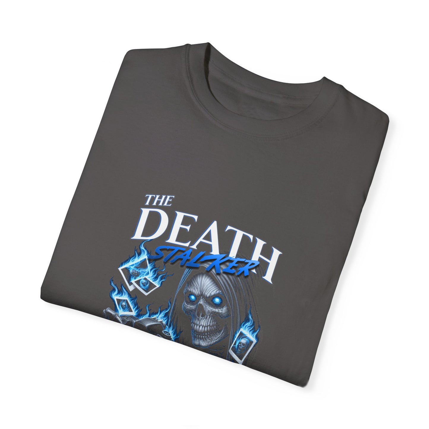 The Death Stalker Graphic T-Shirt with Haunting Blue Accents