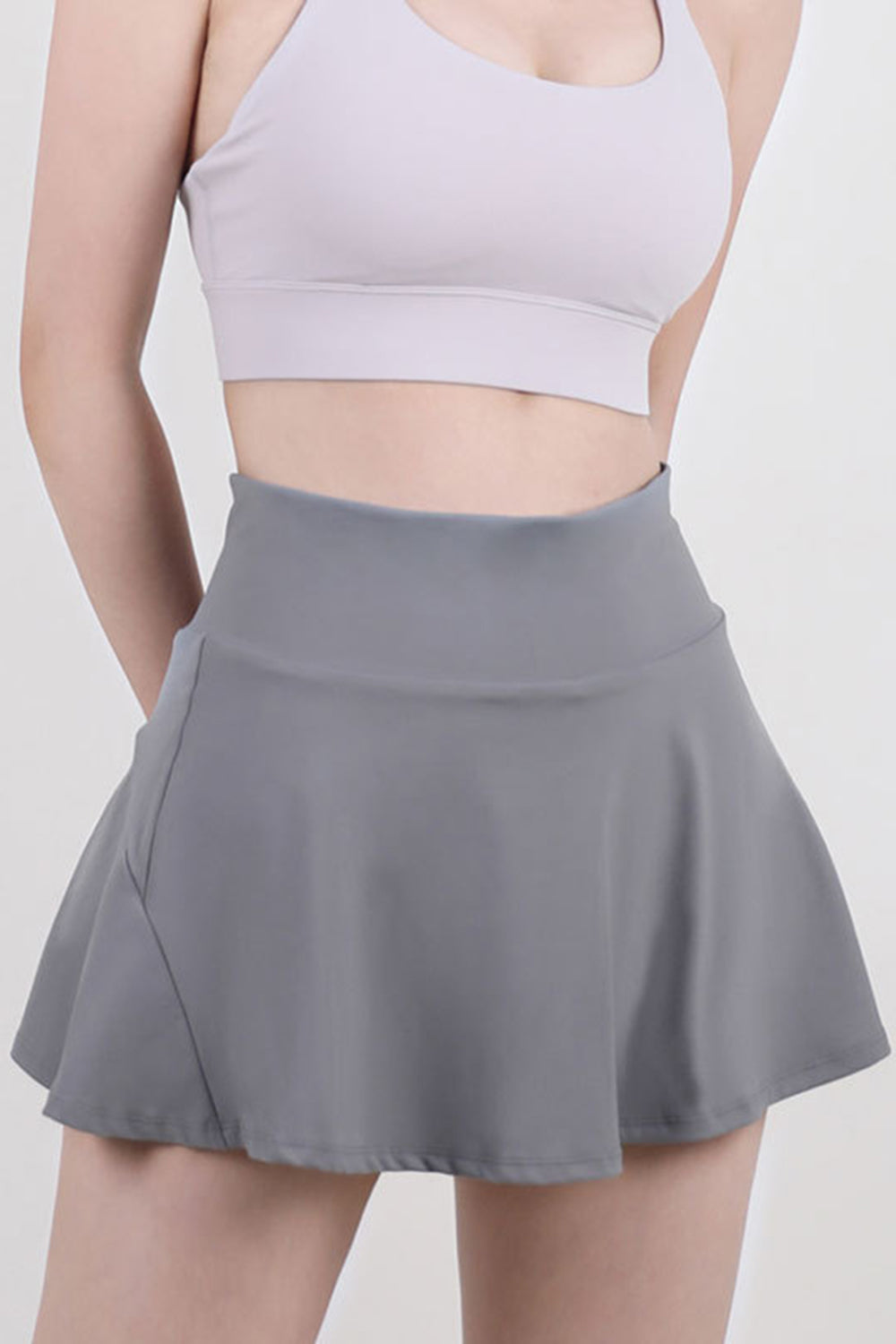 High-Waist Athletic Skirt with Built-In Shorts