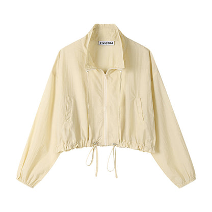 Lightweight Ruffled Drawstring Summer Jacket