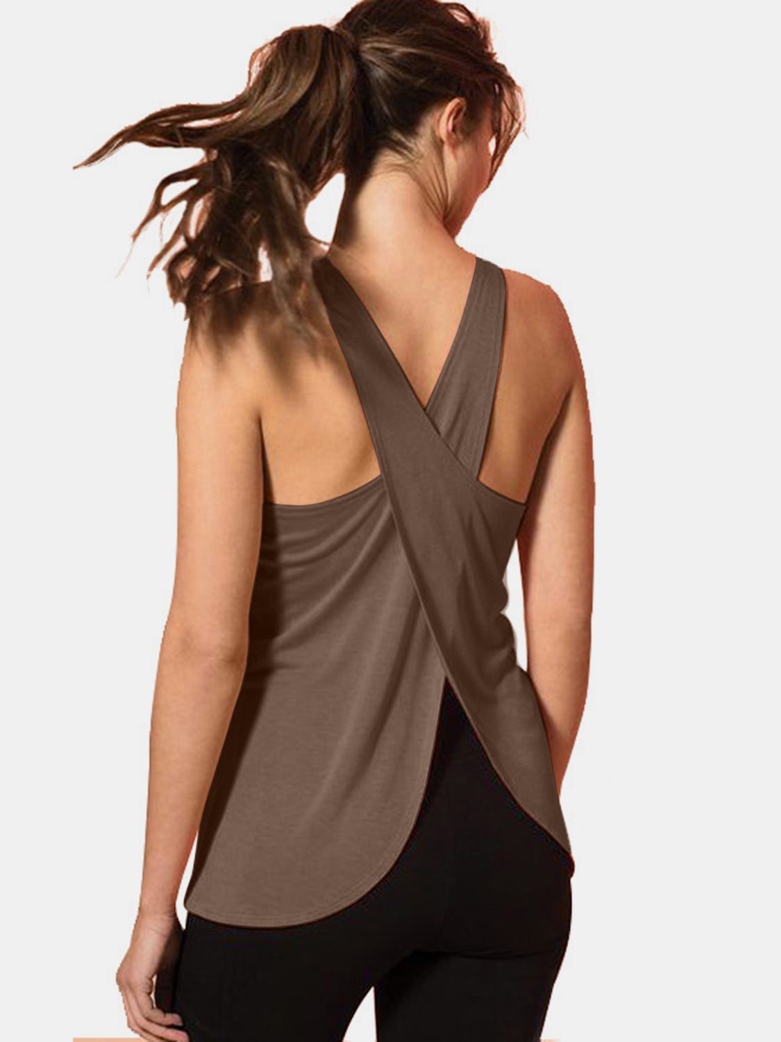 Crisscross Scoop Neck Active Tank - bllue yonders