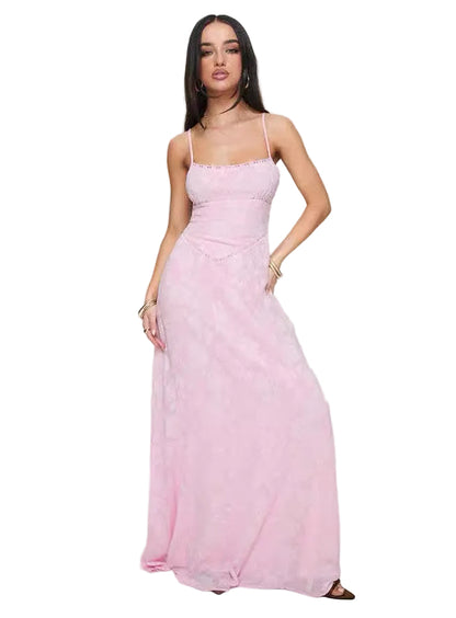 Enchanté Lace Backless Maxi Dress