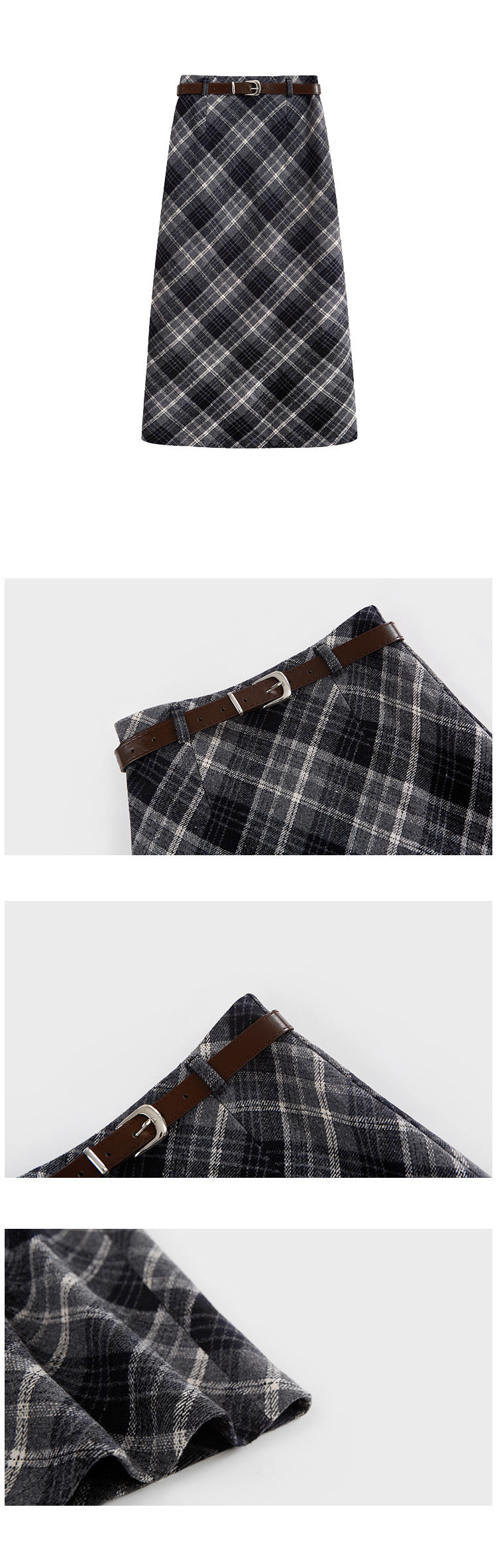 Classic Plaid Woolen A-Line Skirt