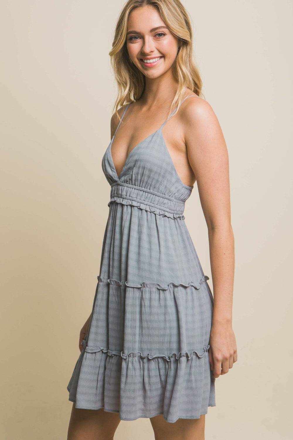 Love Tree Frill V-Neck Cami Dress Trendsi