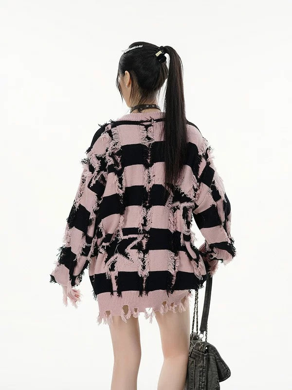 Grundge Stripe Knit Streetwear Sweater