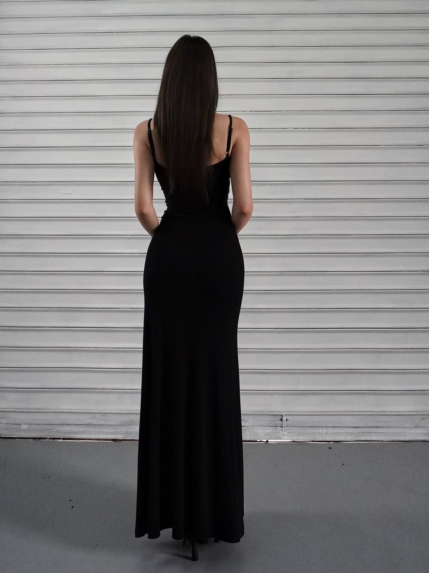 Solid Slim Spaghetti Strap Maxi Dress