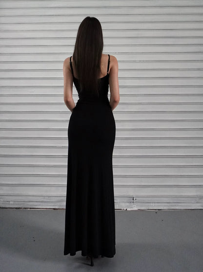 Solid Slim Spaghetti Strap Maxi Dress