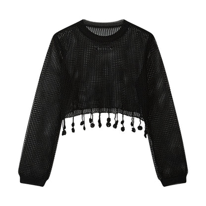 Summer Hollow Knit Hooded Sweater for Women