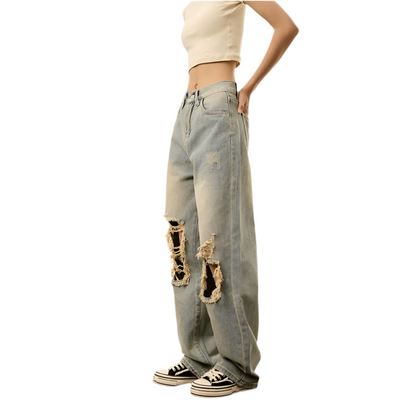 Nostalgia-Ripped High-Waist  Jeans