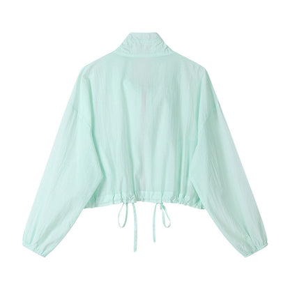 Lightweight Ruffled Drawstring Summer Jacket