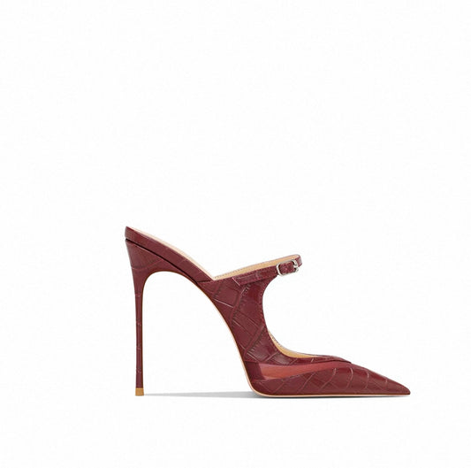Luxe Croc-Effect Mule Stilettos