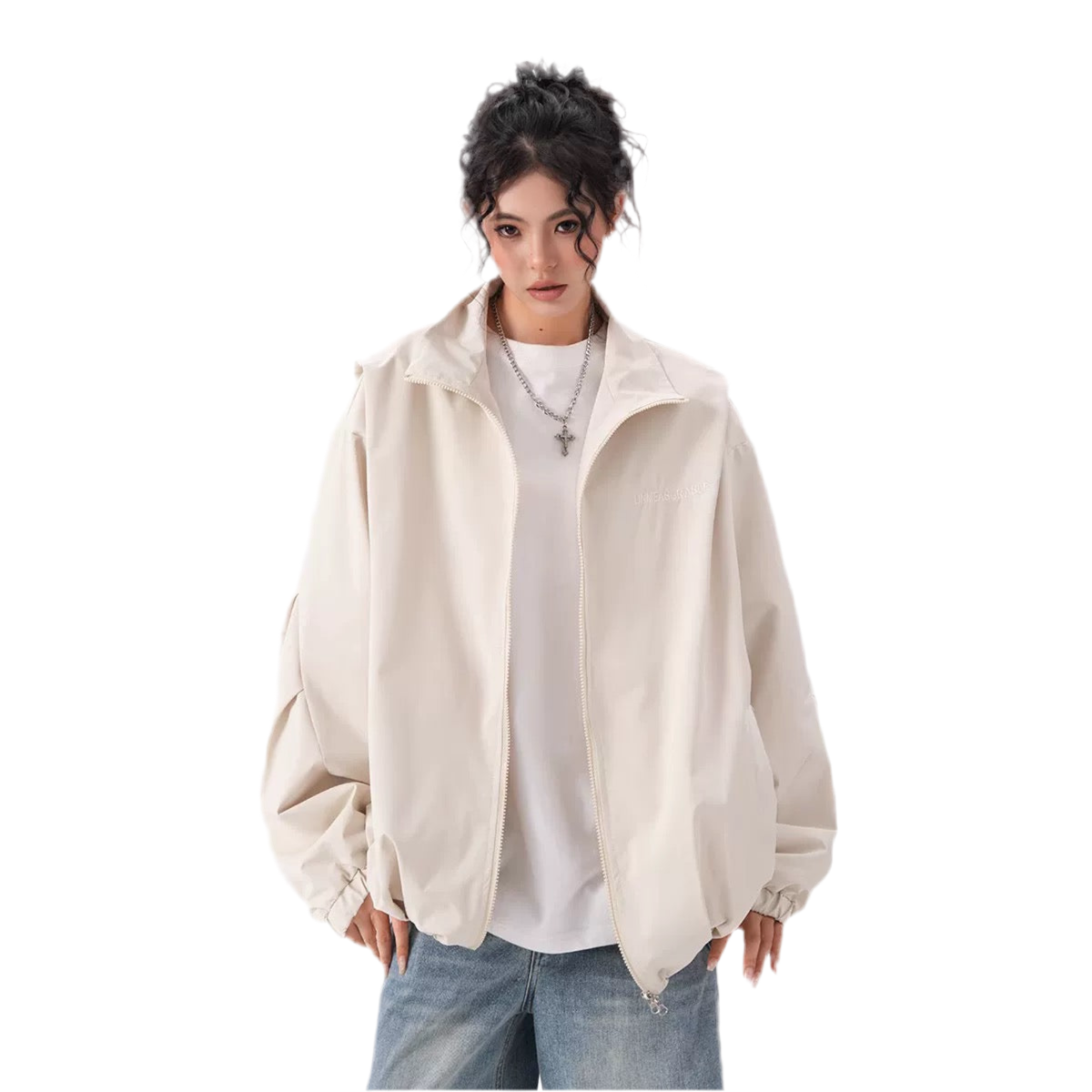 Women's Oversized Zipper Windbreaker Jacket