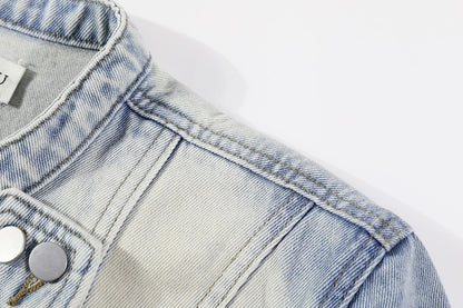 Cropped denim Jacket with Belted Waist