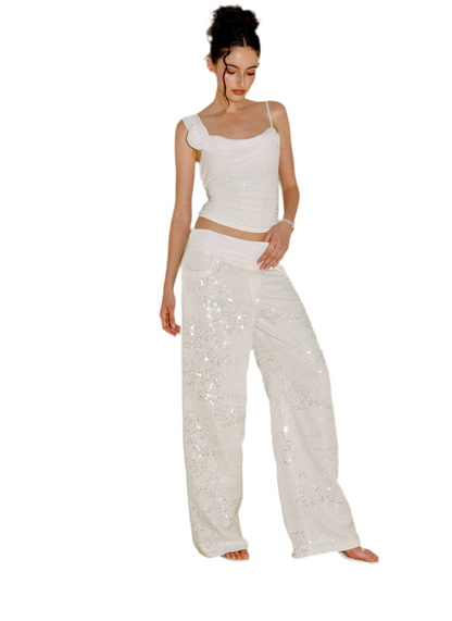 Luxe Pleated Linen Palazzo Trousers