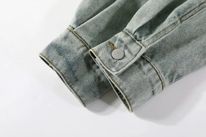 Cropped denim Jacket with Belted Waist