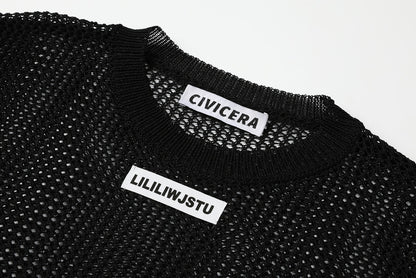 Summer Hollow Knit Hooded Sweater for Women