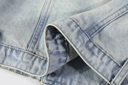 Cropped denim Jacket with Belted Waist