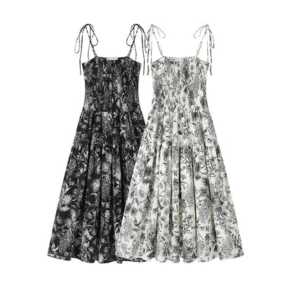 Retro Floral A-Line Summer Pocket Slip Dress