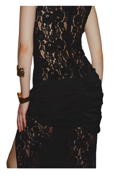 Lace Cutout Cheongsam Party Dress