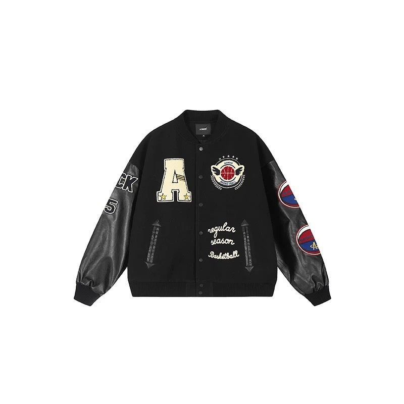 "Unisex Oversized Varsity Jacket – Loose Fit with Baseball Collar, Available in S-XL"