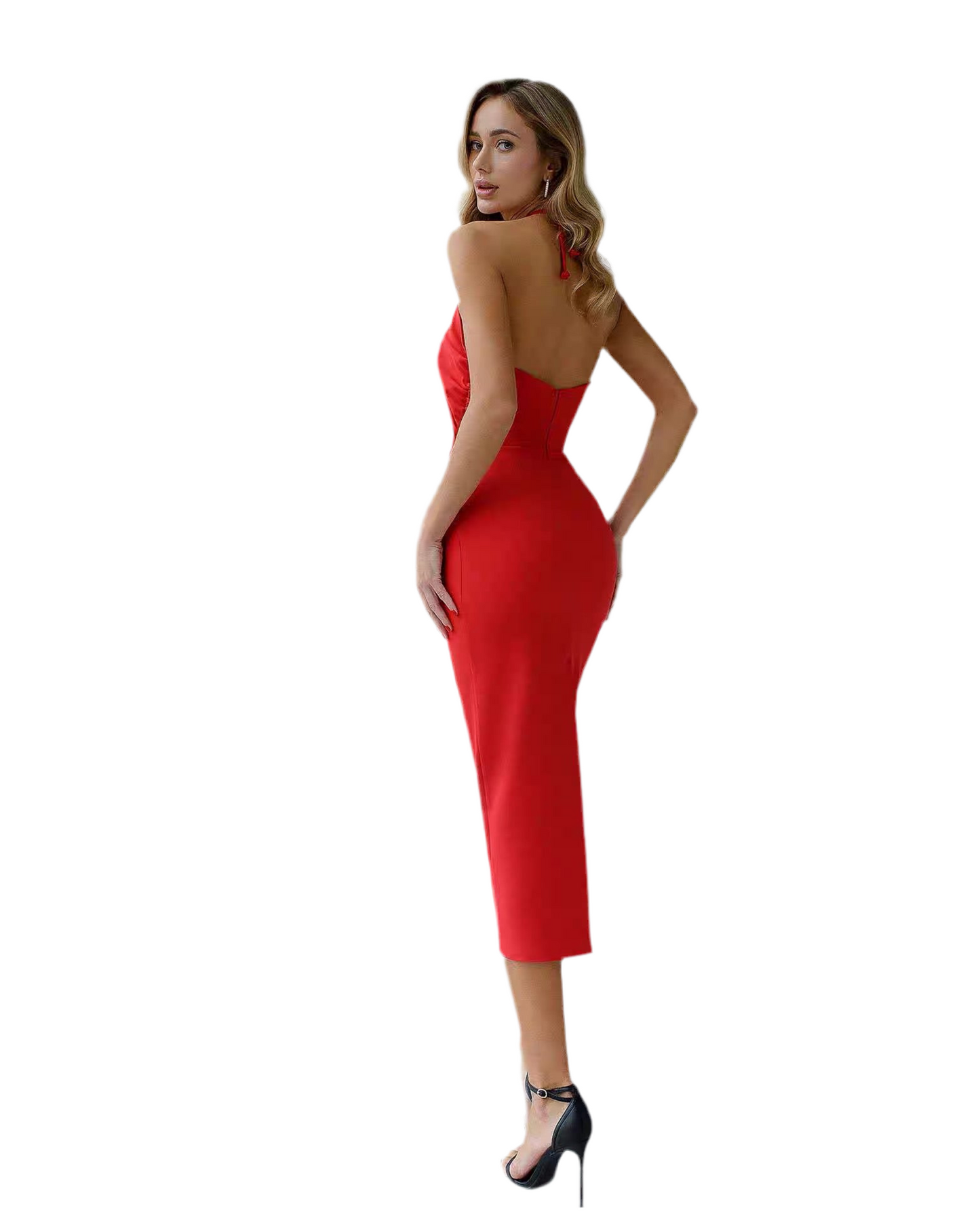 Halter Elegance Cutout Bodycon Midi Dress