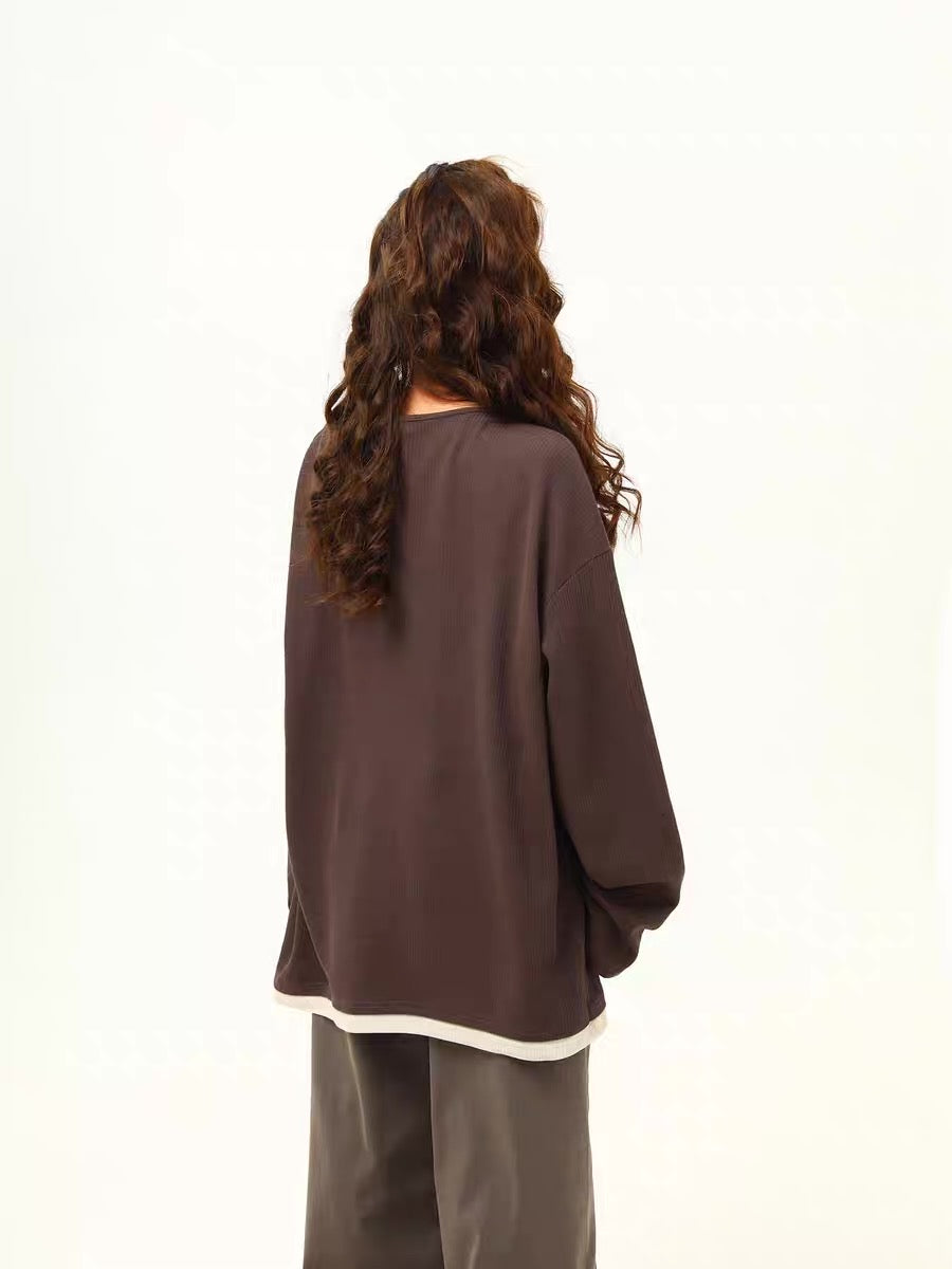 Layered Illusion Retro Henley Pullover