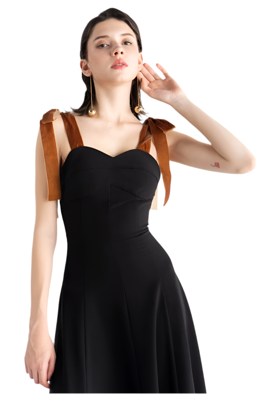 Shoulder Tie Grace Black Gown