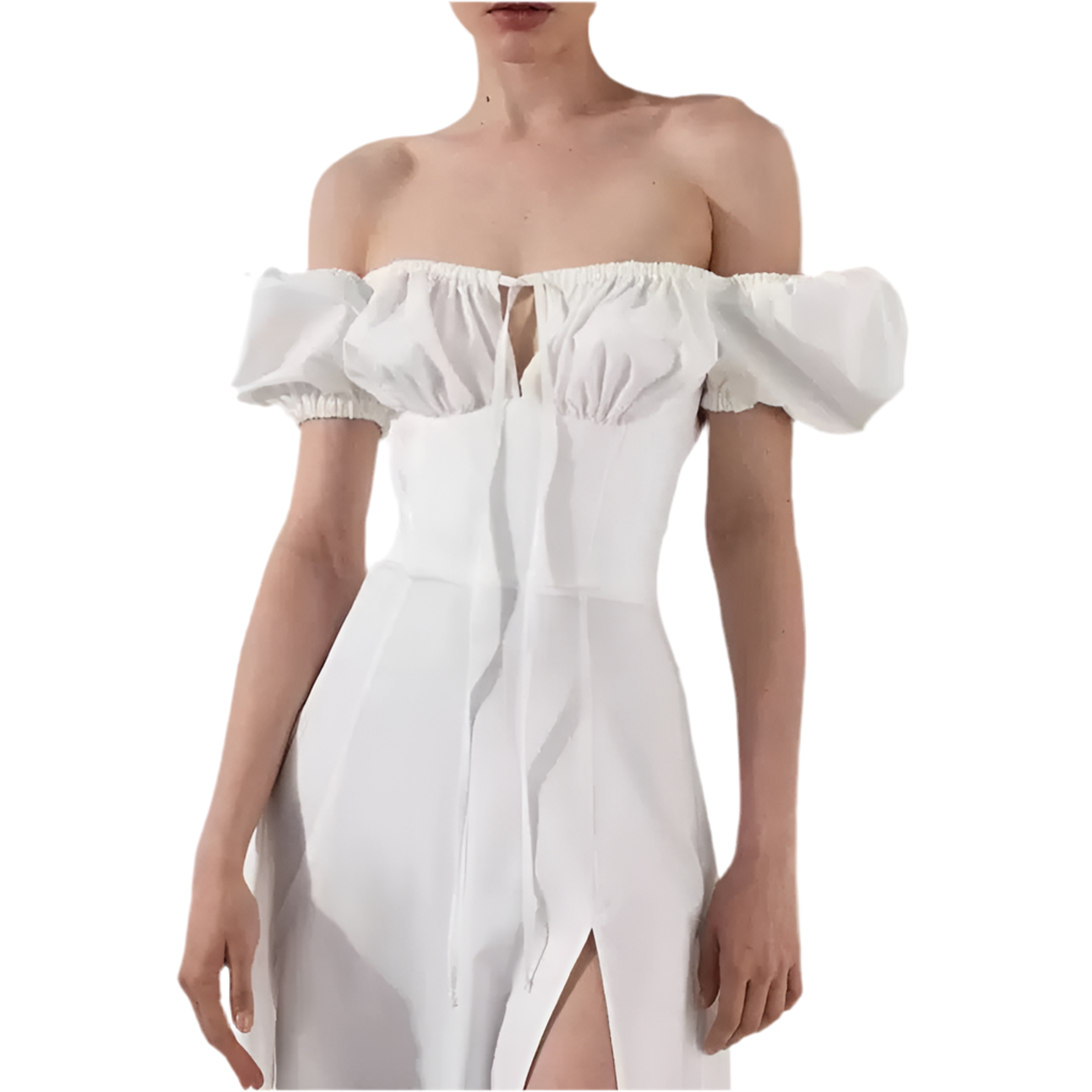 Elegant Bubble Sleeve Midi Dress