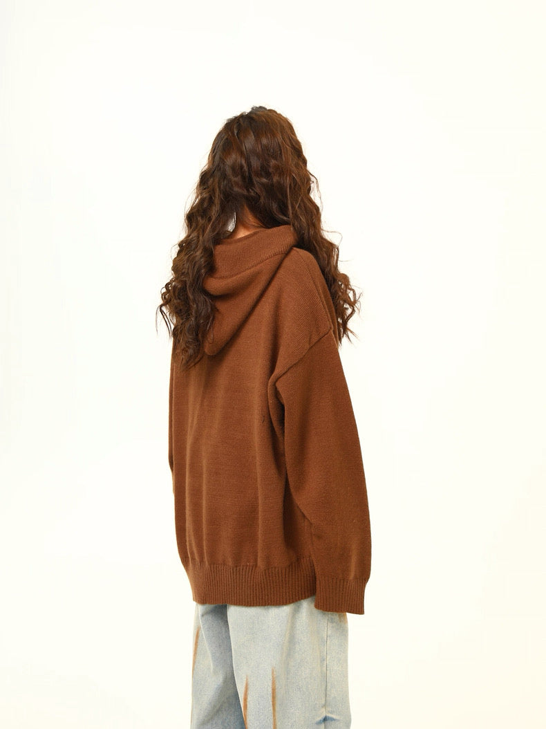 Cozy Oversized Knit Hoodie Pullover