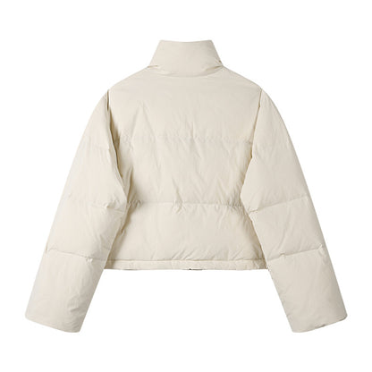Cropped Puffer Jacket with Contrast Cuffs