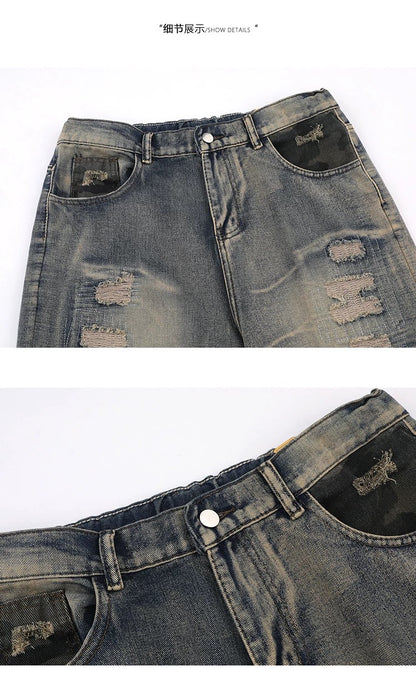 Rugged American Street Ripped Jeans