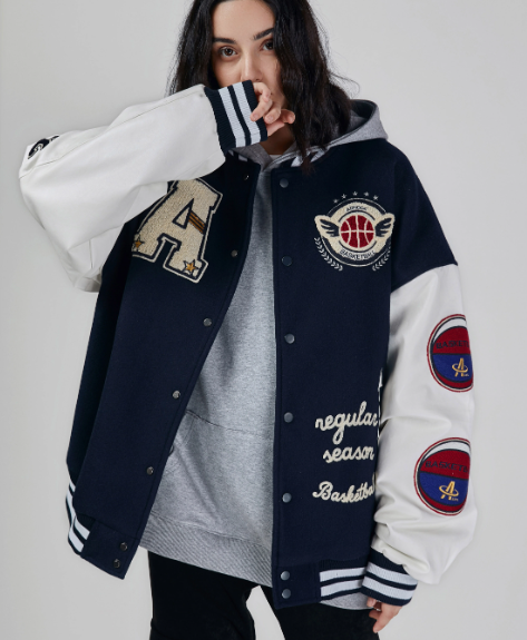 "Unisex Oversized Varsity Jacket – Loose Fit with Baseball Collar, Available in S-XL"