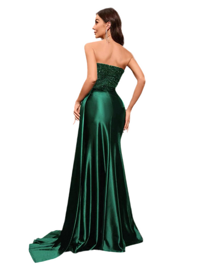 Enchantment Sequin Satin Maxi Dress