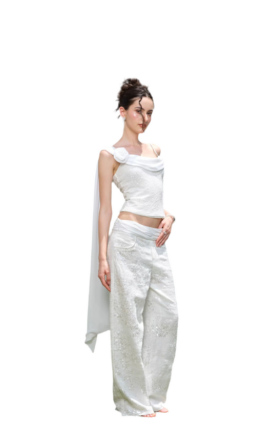 Luxe Pleated Linen Palazzo Trousers
