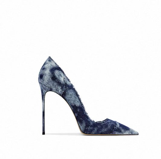 Grunge Chic Denim High Heels