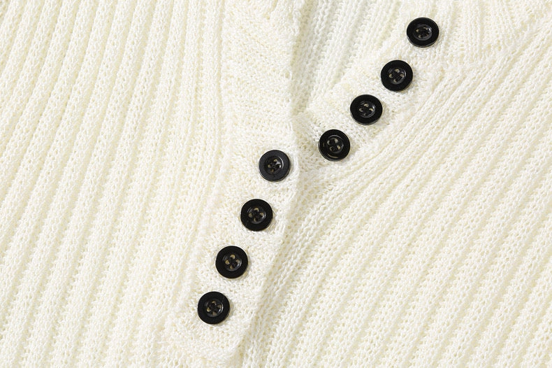 Chic Knitted Button Crop Top