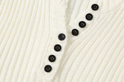 Chic Knitted Button Crop Top