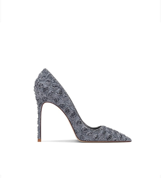 Rose Bloom Textured Stiletto Pumps