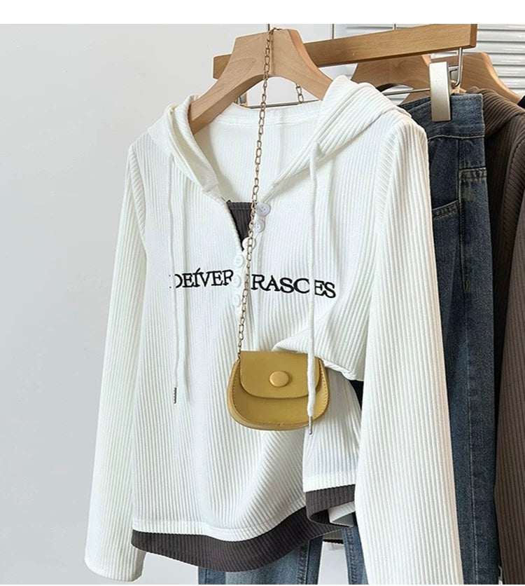 Layered Hem Graphic Text Hooded Sweater – Must-Have Streetwear