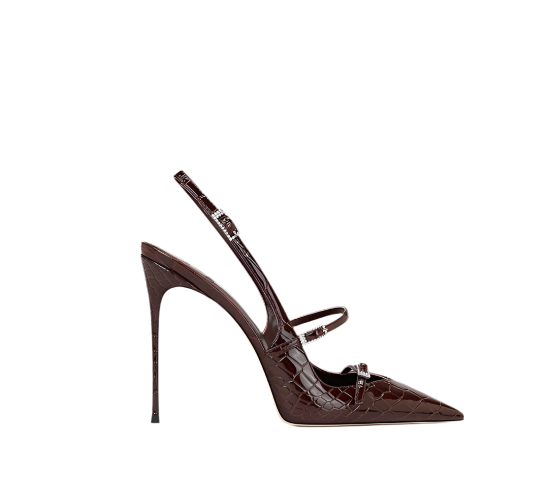 Sculpted Stiletto Croc Buckle Heels