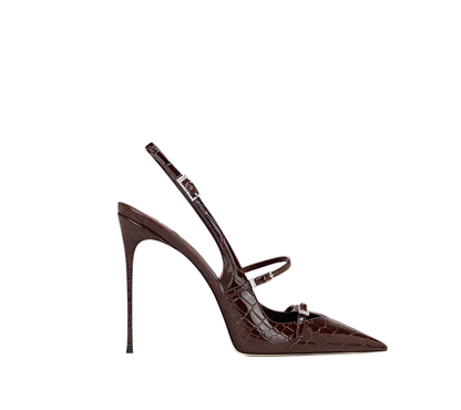 Sculpted Stiletto Croc Buckle Heels