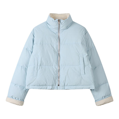 Cropped Puffer Jacket with Contrast Cuffs