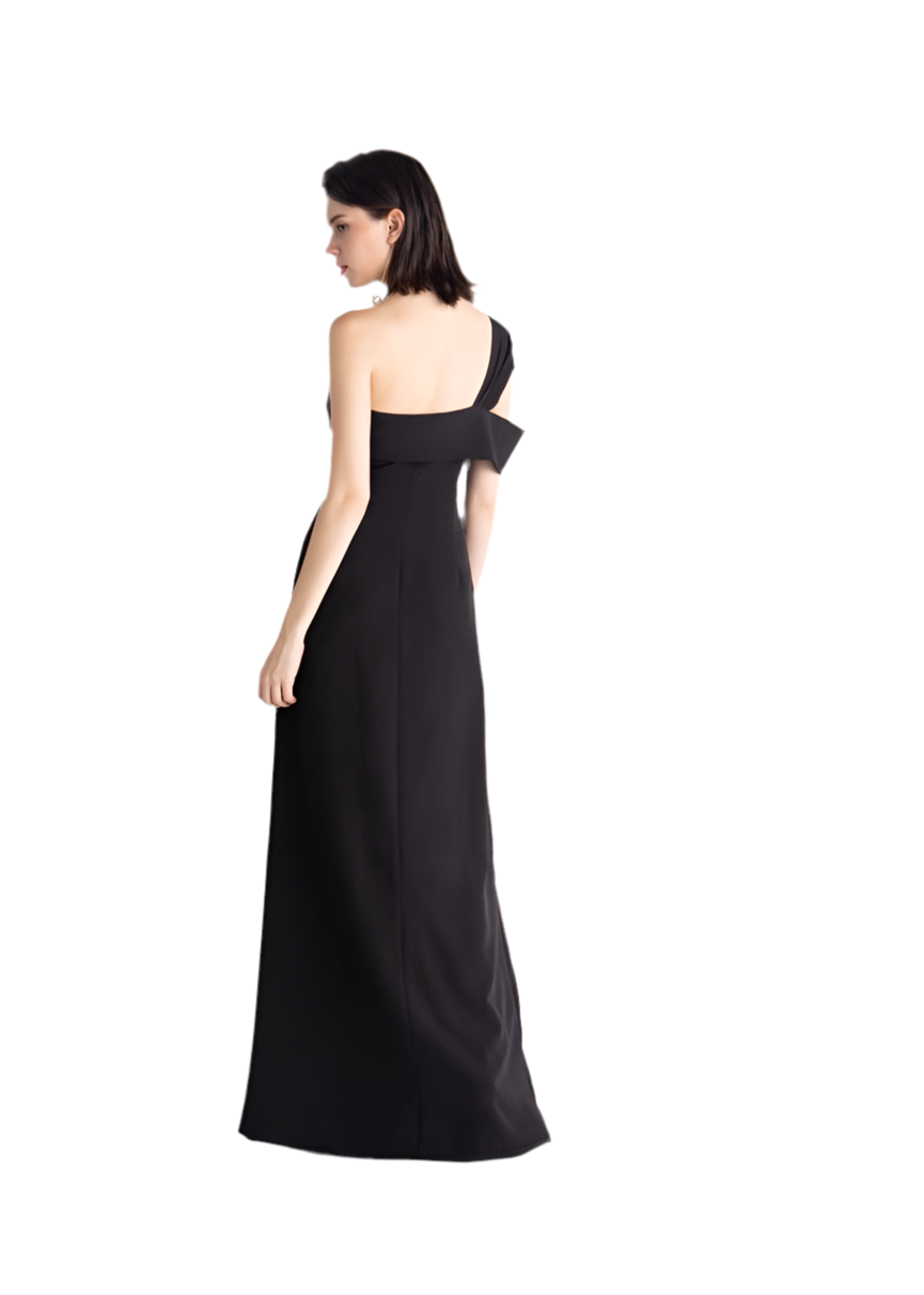 Elegant One-Shoulder Slit Maxi Dress