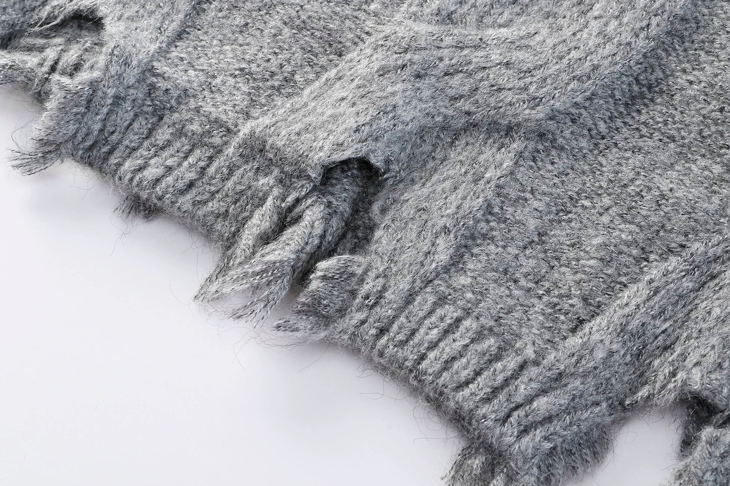 Ash Ember Frayed Knit Pullover